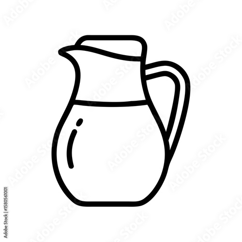 Transparent glass pitcher filled with water in minimalist style  