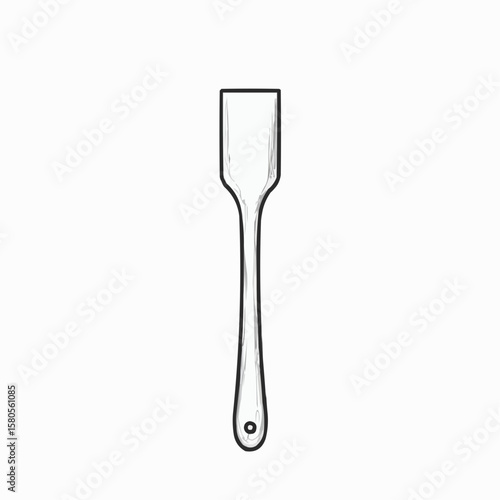 Kitchen spatula with flat head and wooden handle on white background  