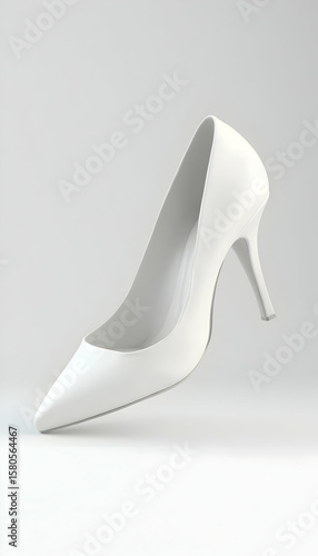 White High Heel Shoe Isolated on Light Background