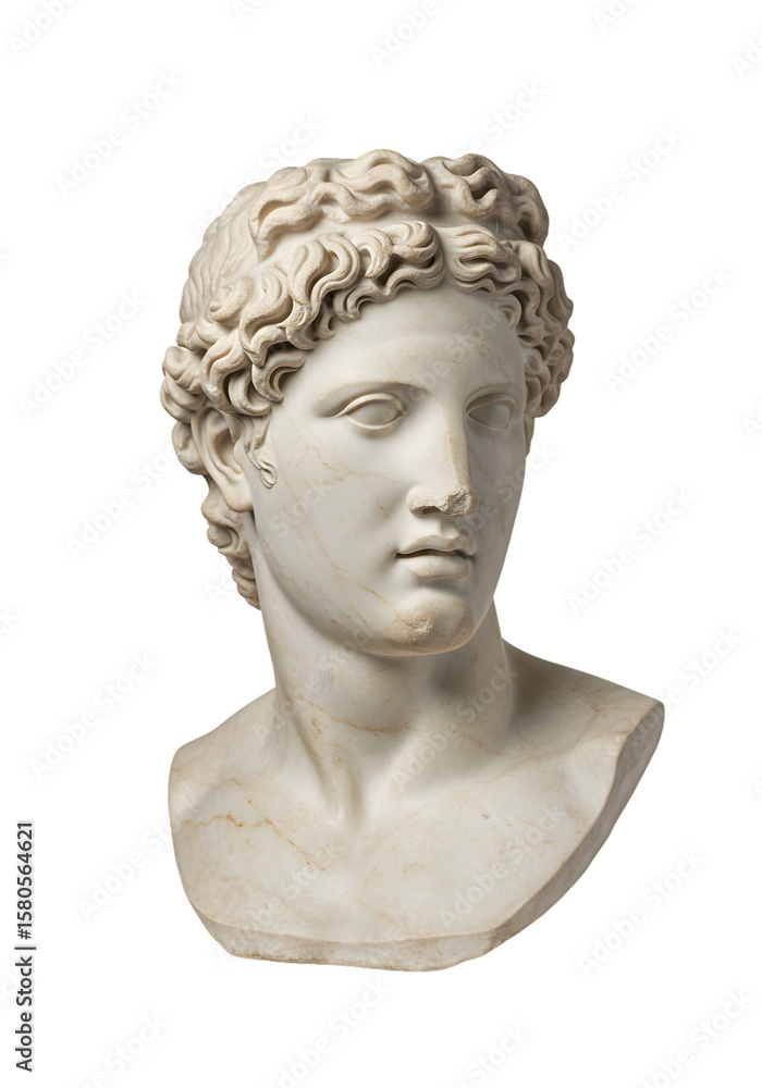 Obraz premium Marble Bust Sculpture Statue Of Ancient Man on Transparent Background