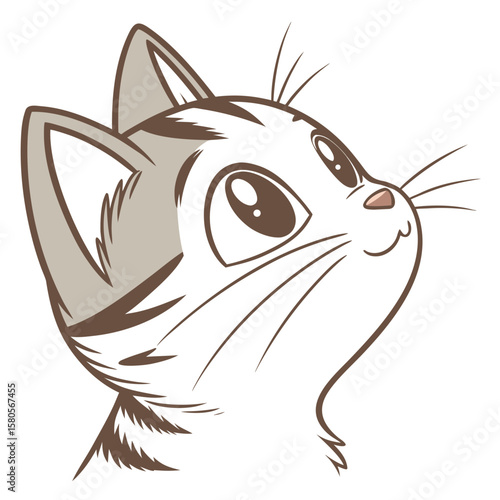 A cute cat looking up with curiosity and big eyes vector clipart