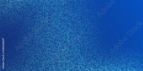 Blue pixel background. Abstract digital pattern with square elements grid. Futuristic dotted mesh with gradient effect. Geometric minimal digital design. Modern vector illustration.