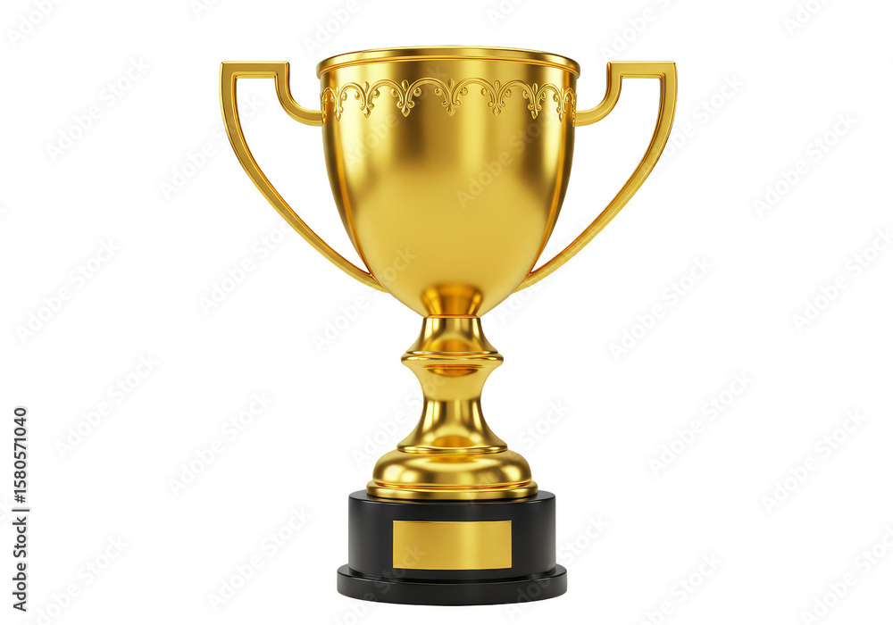 Realistic 3D Render of Golden Trophy Cup Isolated on Transparent Background Realistic 3D Render of Golden Trophy Cup Isolated on Transparent Background