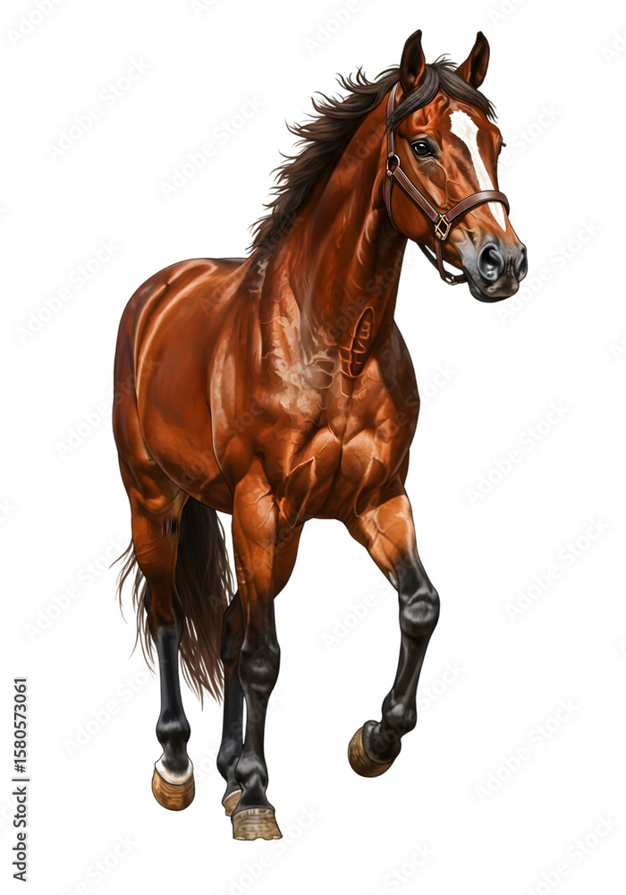 Obraz premium Realistic Image of a Brown Horse Running Galloping with Elegant Swift Mane