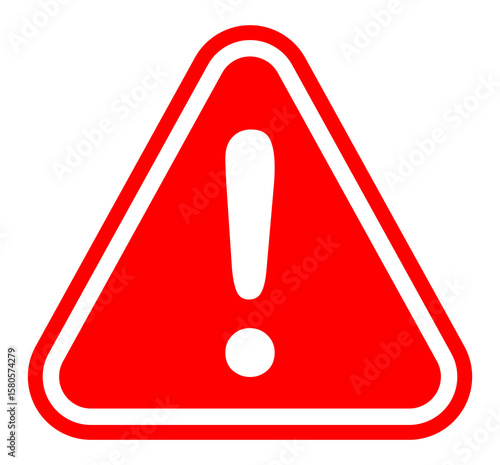 Behang A bold red triangular warning sign in a white exclamation mark, widely recognized for general danger or important alerts as png file