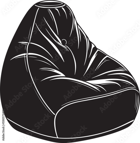 Black bean bag chair silhouette vector icon white