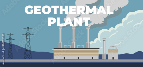Geothermal plant energy background