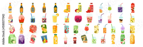 Collection Of Cold And Refreshing Drink Illustrations