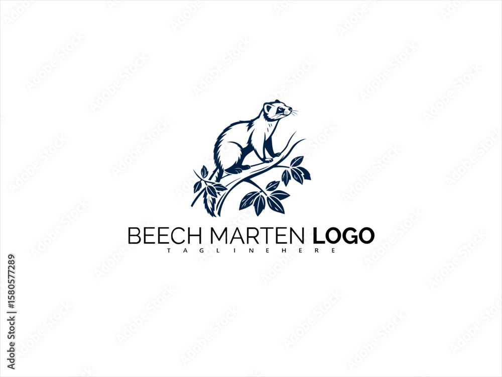 Fototapeta premium Elegant Beech Marten Vector Illustration in Monochrome Style. Perfect for Eco Packaging, Conservation Logos, and Wilderness-Inspired Visual Identity Systems.