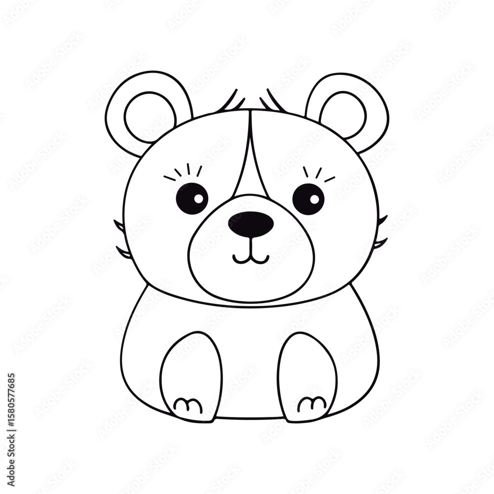 Fototapeta premium A black and white drawing of a Bear coloring page illustration.