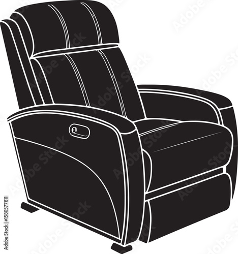 Black recliner chair with white outline furniture