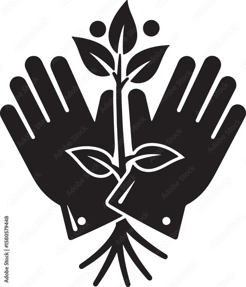 Obraz premium Hands protecting a growing plant symbolizing growth nature environmental protection and ecology