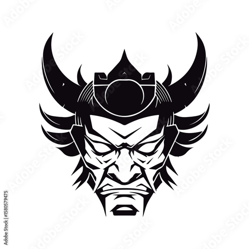 Cute Cartoon Oni heads outlined for coloring book isolated on a white background.