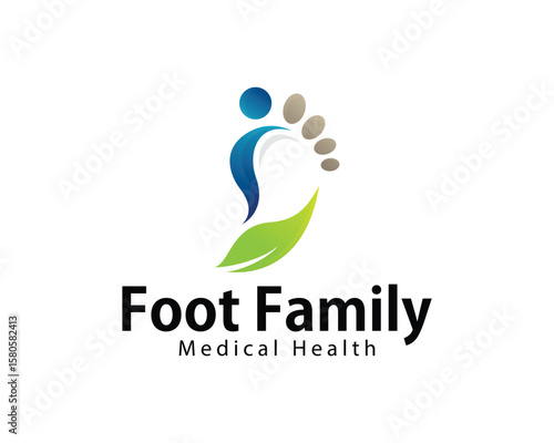 foot care logo creative medical clinic health massage design concept herbal leave
