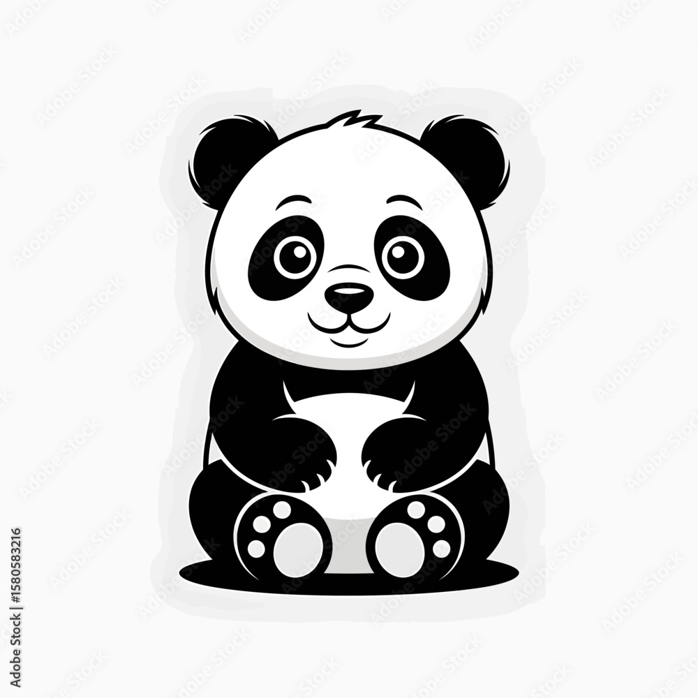 Fototapeta premium Cute Panda Cartoon Character Sticker Pack in Flat Vector Style