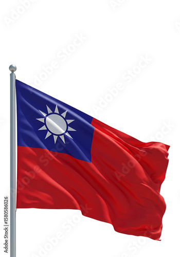 Waving Taiwan National Flag on a Pole a Symbol of Freedom with Transparent Background Free Download Waving Taiwan National Flag on a Pole a Symbol of Freedom with Transparent Background - GFXLoad