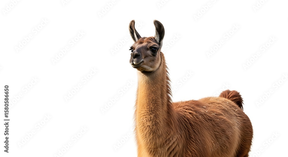 Fototapeta premium Llama portrait on clean white background