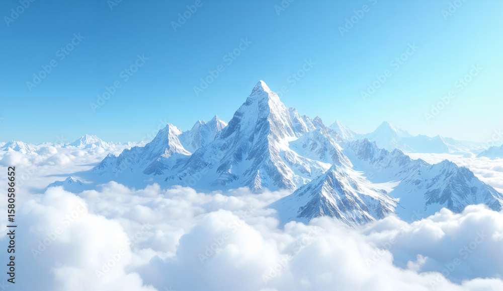custom made wallpaper toronto digitalSnow-Capped Mountain Peak Above the Clouds