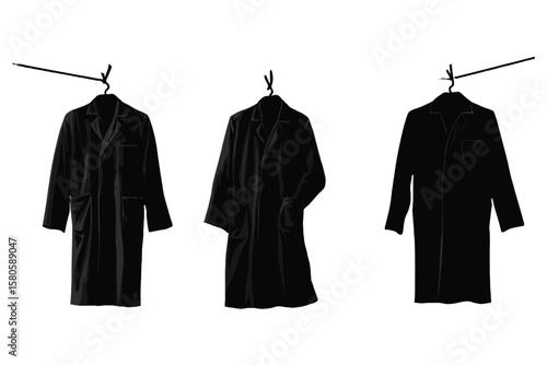 silhouette of hanging hospital gowns and robes for patients or medical use