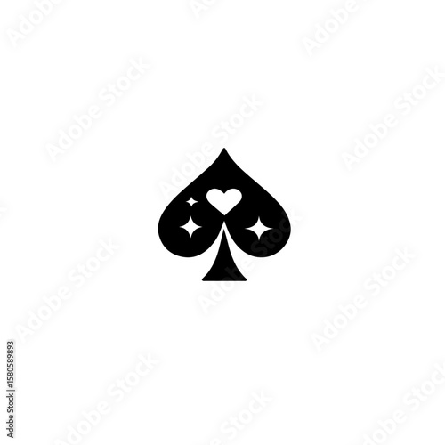 Ace of spades and playing cards on white background