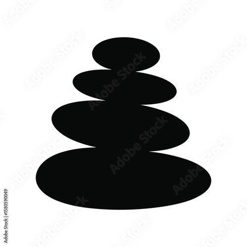 Minimalist illustration of stacked balancing stones representing zen serenity and wellbeing