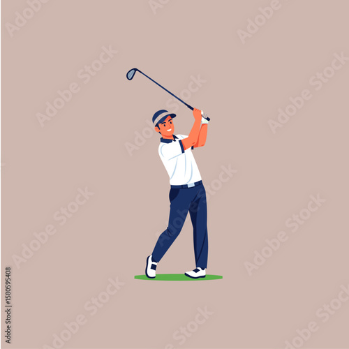 Golf player icon logo flat vector design