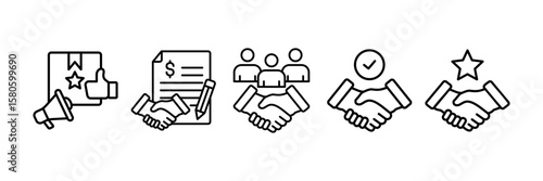 Trust Business Icon Set Multiple Style Collection, Containing design Brand Awareness, Business Partnership, Cooperation, Goodwill