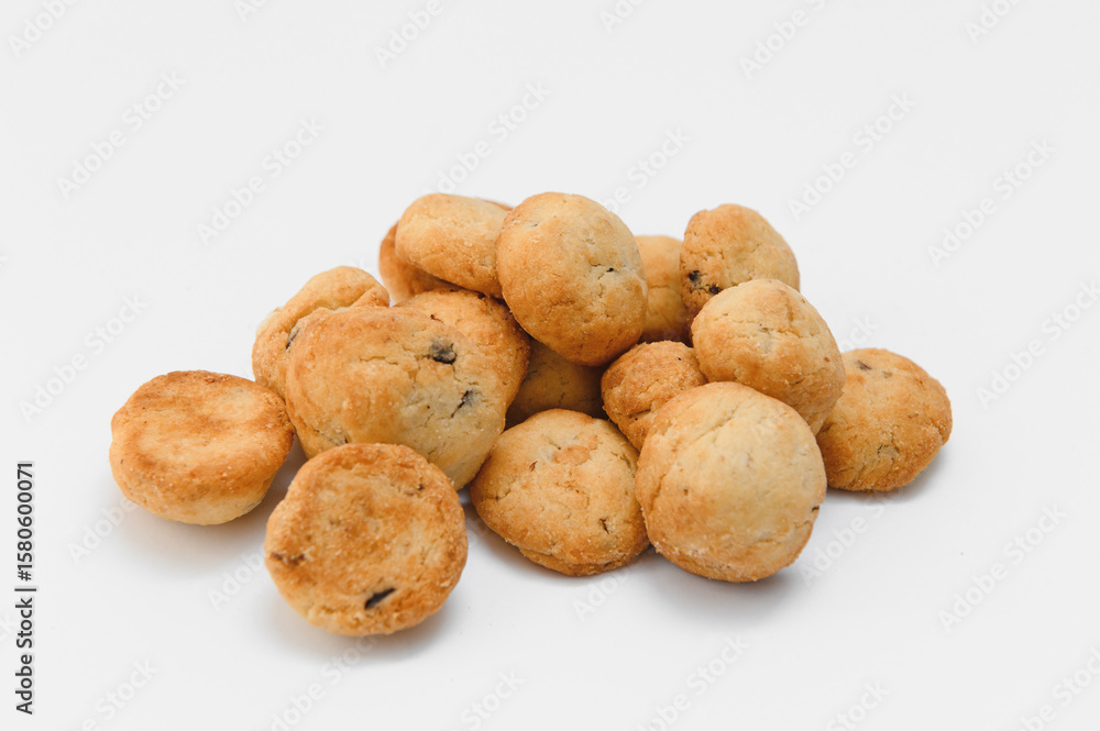 Fresh pastries. Delicious cookies on a white background Fresh pastries. Delicious cookies on a white background