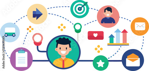 Customer Journey Path Vector Icon.
