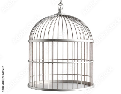 Minimalist Hanging Bird Cage with Circular Top – Side Angle View, Transparent PNG Cutout