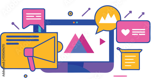 Digital Meta Ads Campaign Icon.