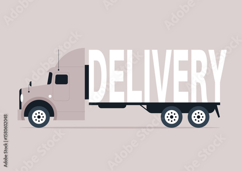 A truck stands prominently with the word DELIVERY emblazoned on its side, representing the crucial role of transport in connecting goods with customers in urban settings