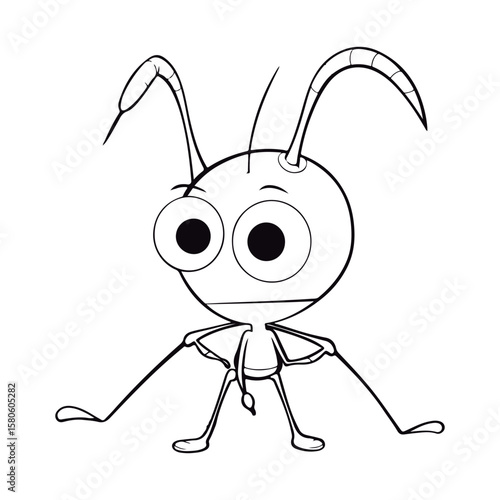 Coloring Page Of cartoon cute baby Cricket kawai Coloring Book for kids.