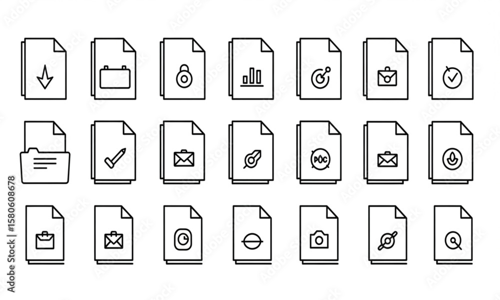 Document Icons Set Vector Illustration | Business File Symbol for Computer, UI Design, and Website Graphics Document Icons Set Vector Illustration | Business File Symbol for Computer, UI Design, and Website Graphics