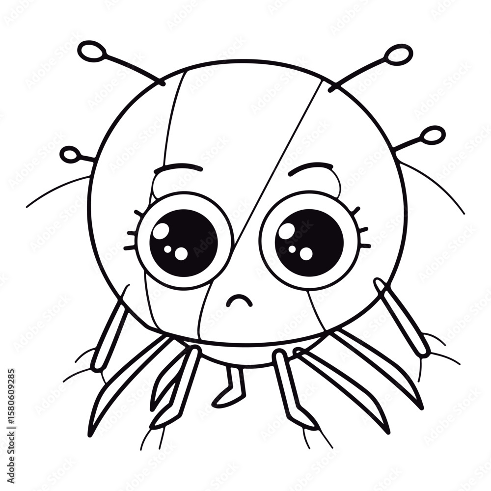 Fototapeta premium outlined baby Tick kawai coloring page illustration.
