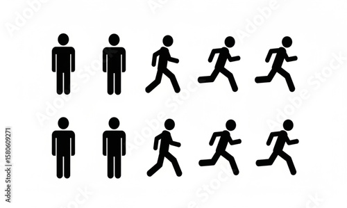 Stick Figure Running Sequence | Simple Vector Animation of Man in Motion for Infographics, Tutorials and Graphic Design Projects