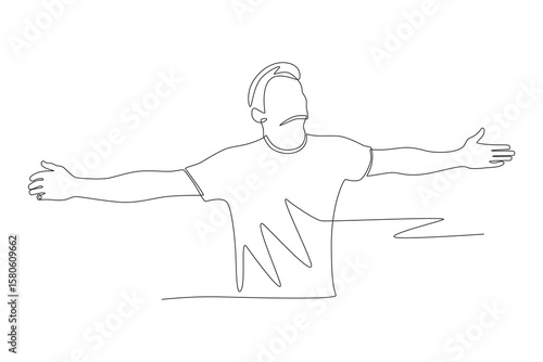 A man enjoying the air. Mental health retreats concept one-line drawing
