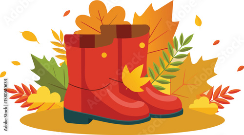 Stylish Autumn Boots with Leaf Decor.