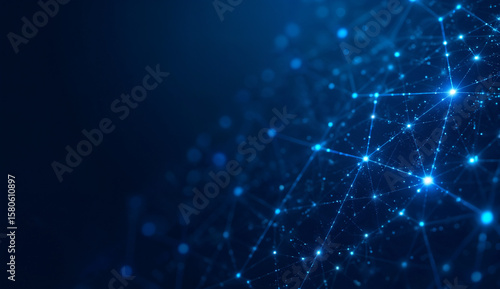 Wallpaper Mural Abstract Blue Network with Connected Nodes and Lines Torontodigital.ca