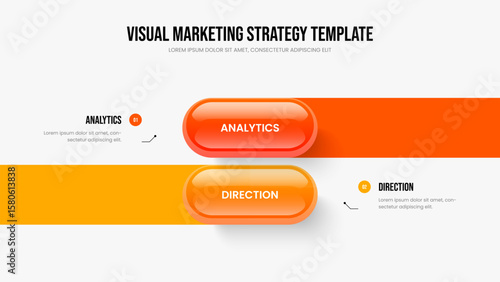 Professional Development Two Element Diagram Presentation Layout. Investor Forecast Slide Design Vector Illustration. Company Visualization 2 Step Infographic Slideshow Template.