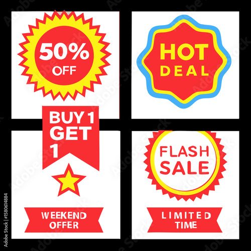 Colorful Sale Discount Offer Badges promotion hot deal