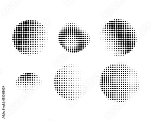 Nine Concentric Circle Halftone Dot Patterns Circle design elements