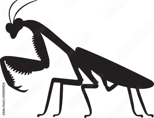 mantis silhouette line art design illustration premium quality