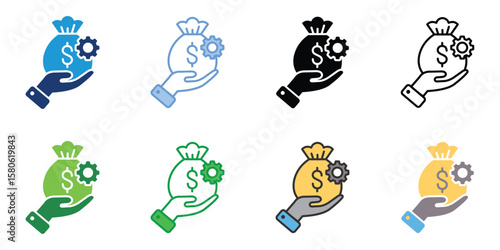 Capital Management Icons Set Vector Multiple Style Collection