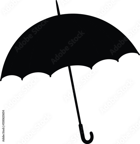 Sleek Black Umbrella Silhouette Against White Backdrop A Symbol of Protection and Rainy Day Preparedness