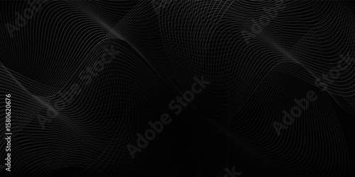 Black abstract background design vector. Modern luxury wavy line concept pattern monochrome colors. Simple art good nice wave texture