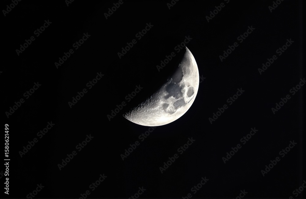 Close-up of a crescent moon shining against a dark night sky Close-up of a crescent moon shining against a dark night sky