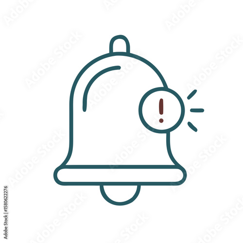Notification bell icon with alert symbol in minimalist style  