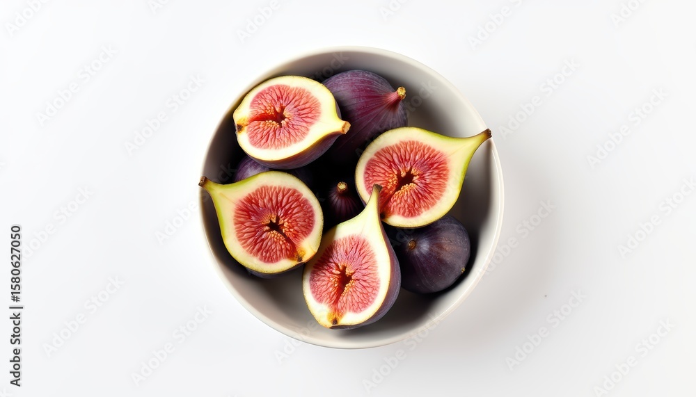 Fresh and Juicy Figs in a White Bowl on a Minimalist Background Fresh and Juicy Figs in a White Bowl on a Minimalist Background