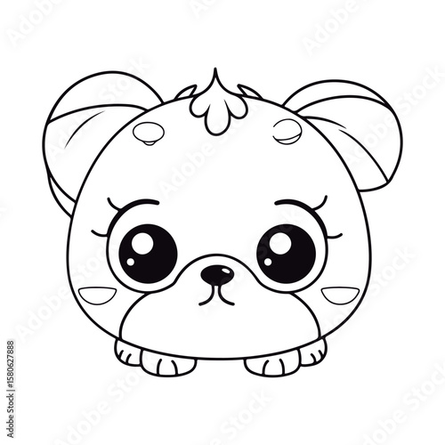 Coloring book for kids baby Pig kawai vector Black vector illustration.